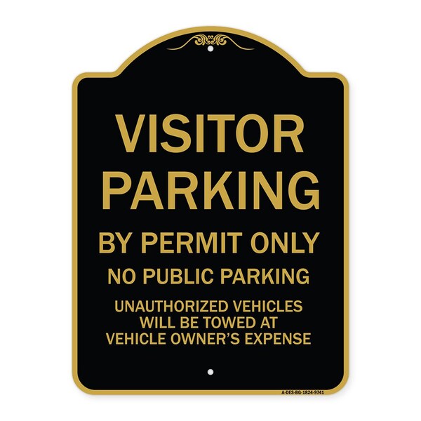 Designer Series-Visitor Parking By Permit Only No Public Parking, 24" x 18", BG-1824-9741